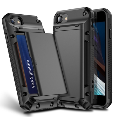 PC+TPU Shockproof Heavy Duty Armor Protective Case with Slide Multi-Card Slot