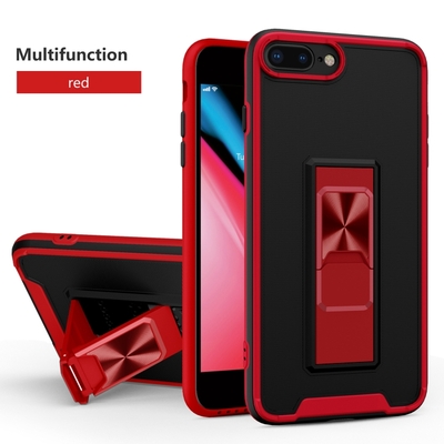 Dual-color Skin Feel TPU + PC Magnetic Shockproof Case with Invisible Holder For iPhone 8 Plus / 7 P