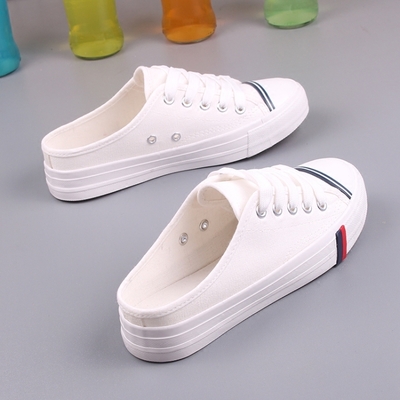 Wild Flat Casual Shoes Half Slippers Canvas Shoes